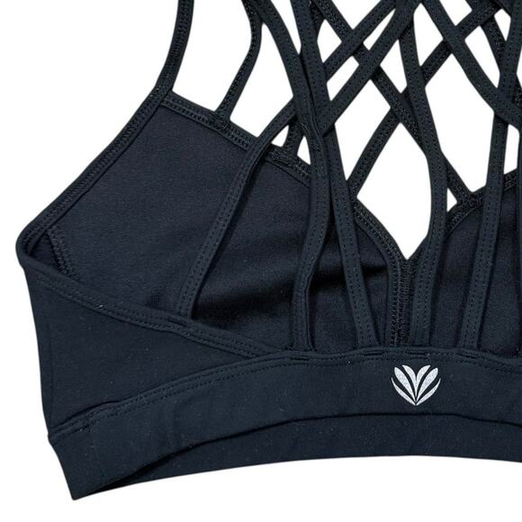 Forever 21 Black Sports Bra Racerback Cut Out Size Small Athleisure Workout - Picture 7 of 10